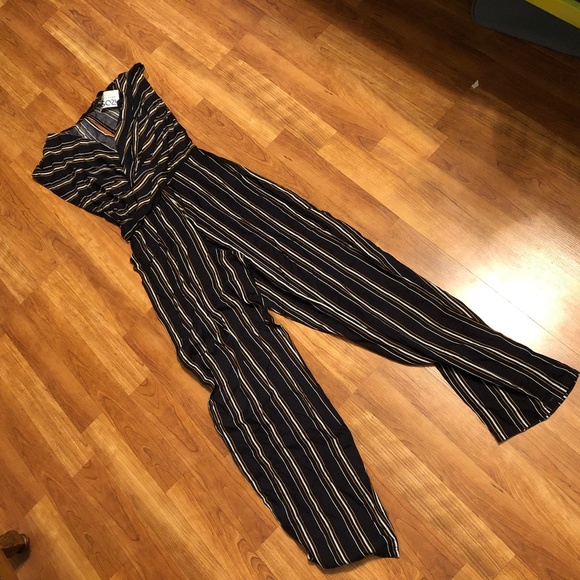 Derek Heart Pants - Navy Striped Jumpsuit - NWT - Size S